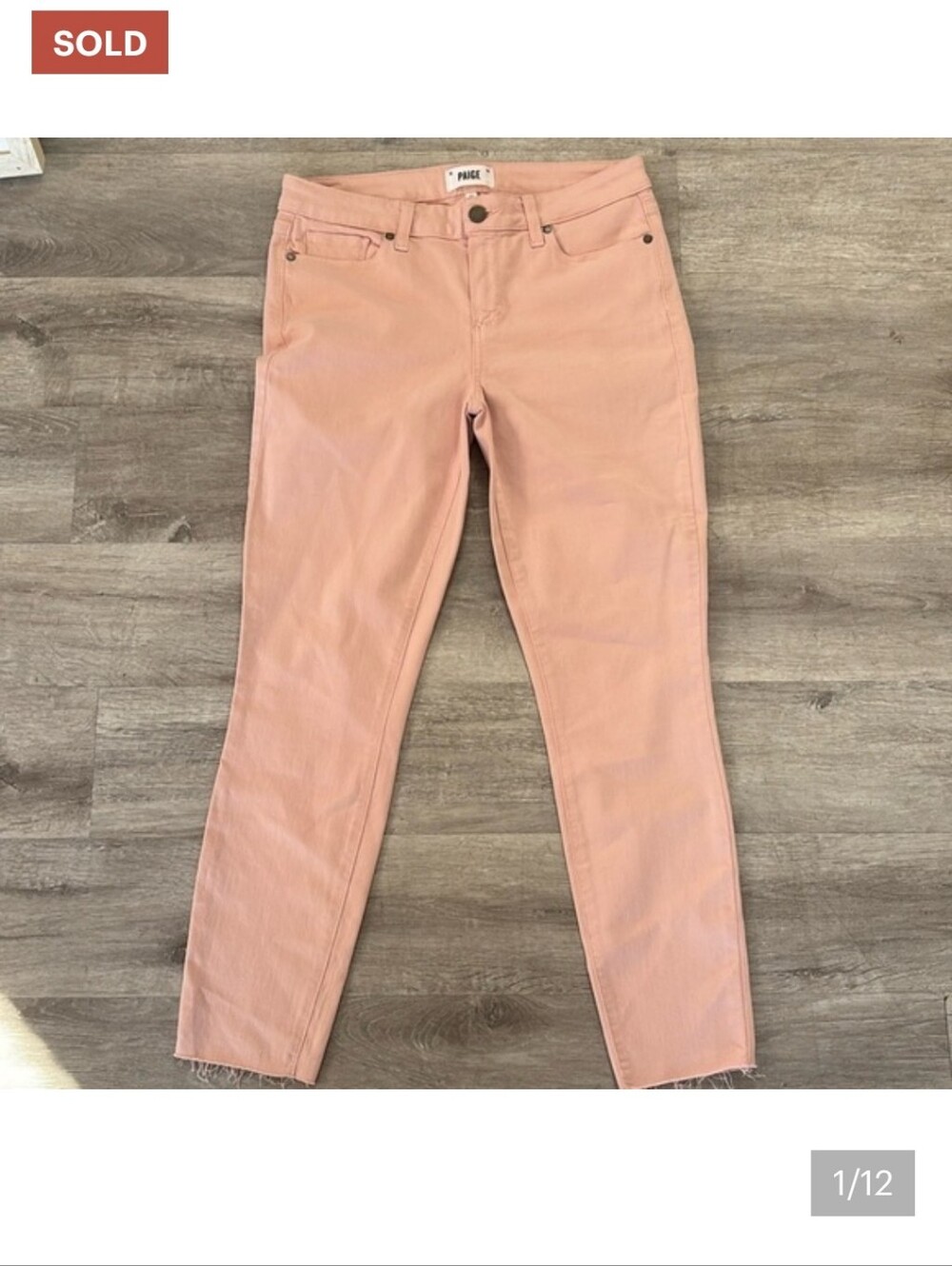 Paige Verdugo Crop Pink Jeans Sz 30/L